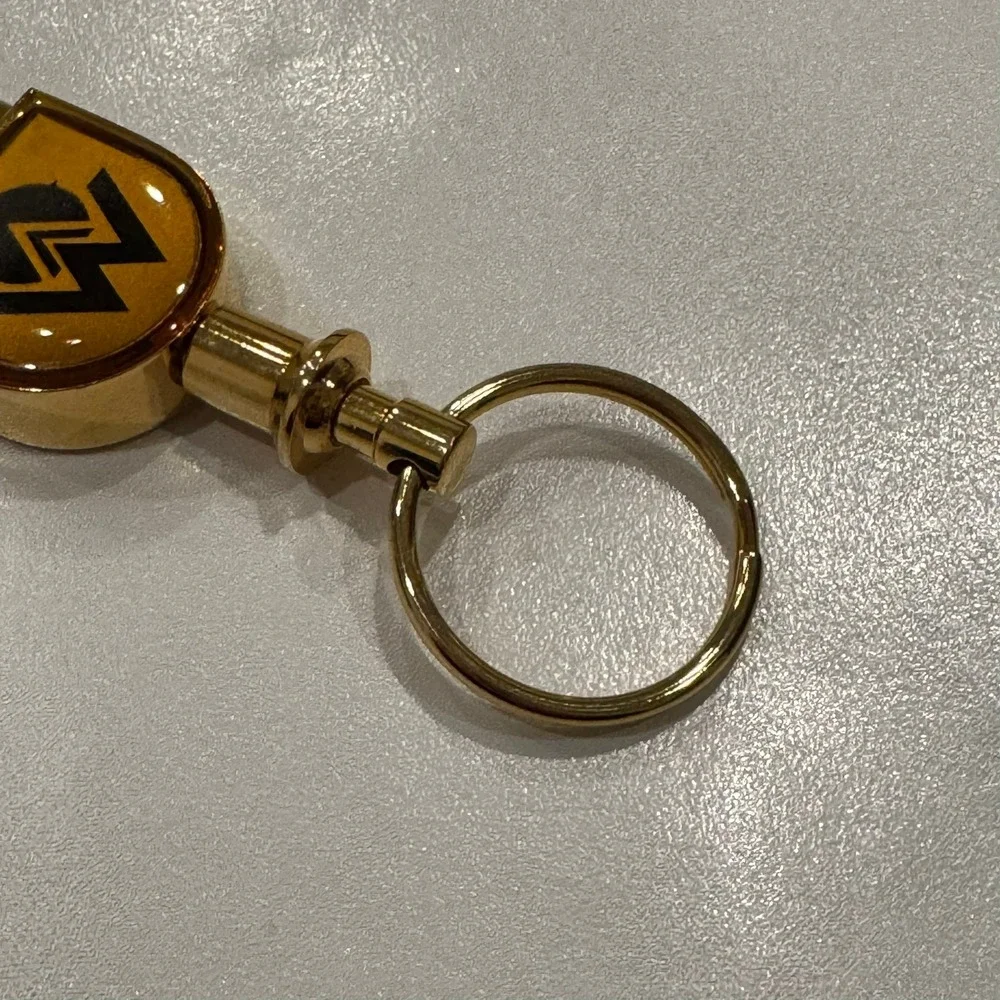 Gold Tone Lock Charm‎ Keychain With Embossed Logo